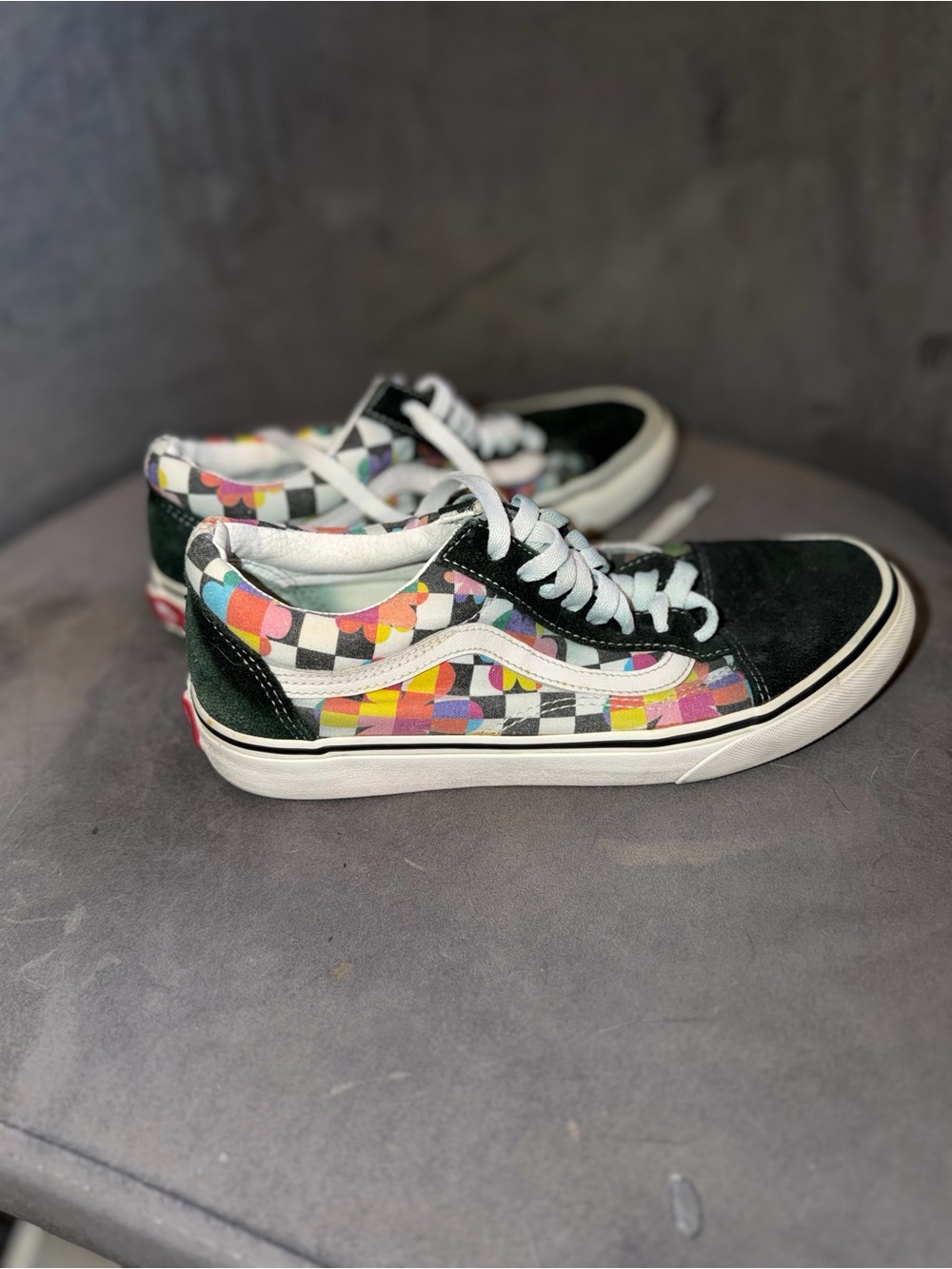 Vans Black Low-Top Sneakers with Colorful Geometric Panels